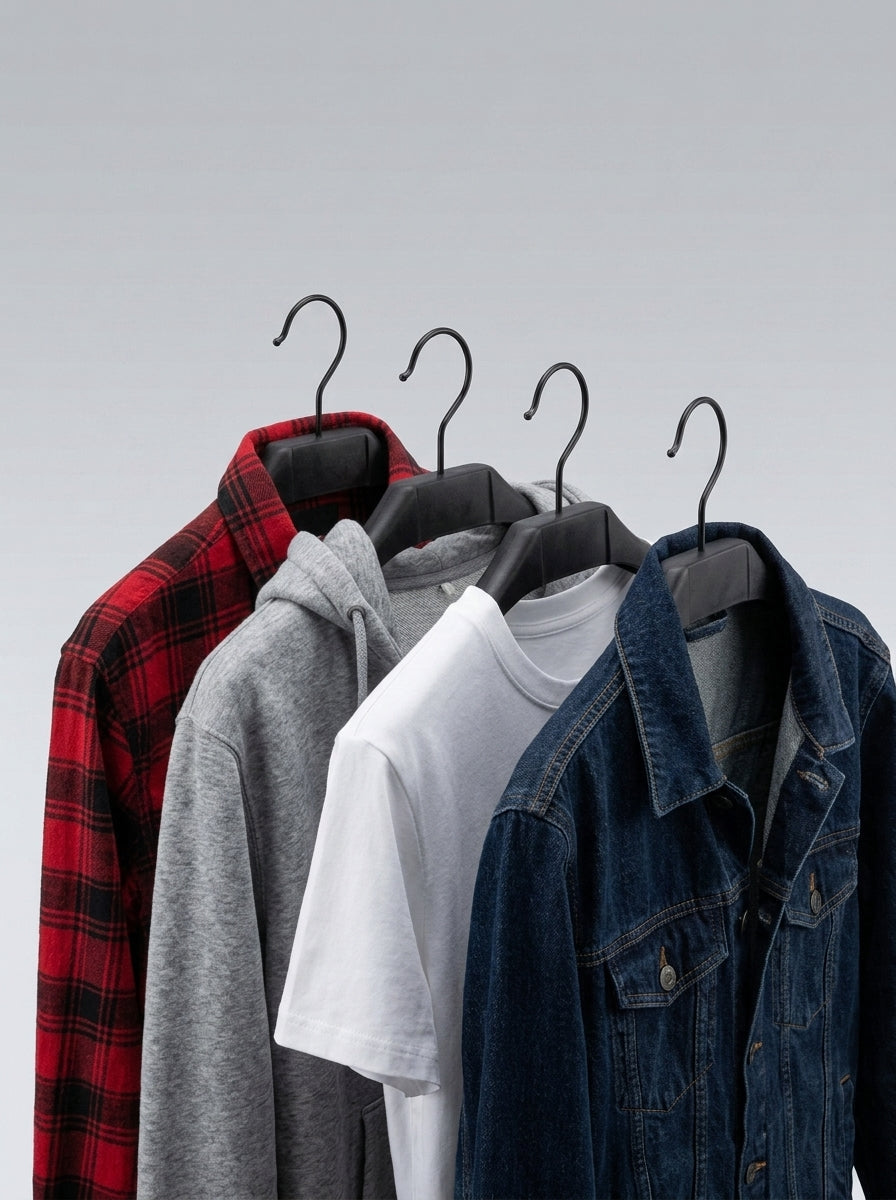 Black Plastic Hangers for Casual Wear (12pcs)