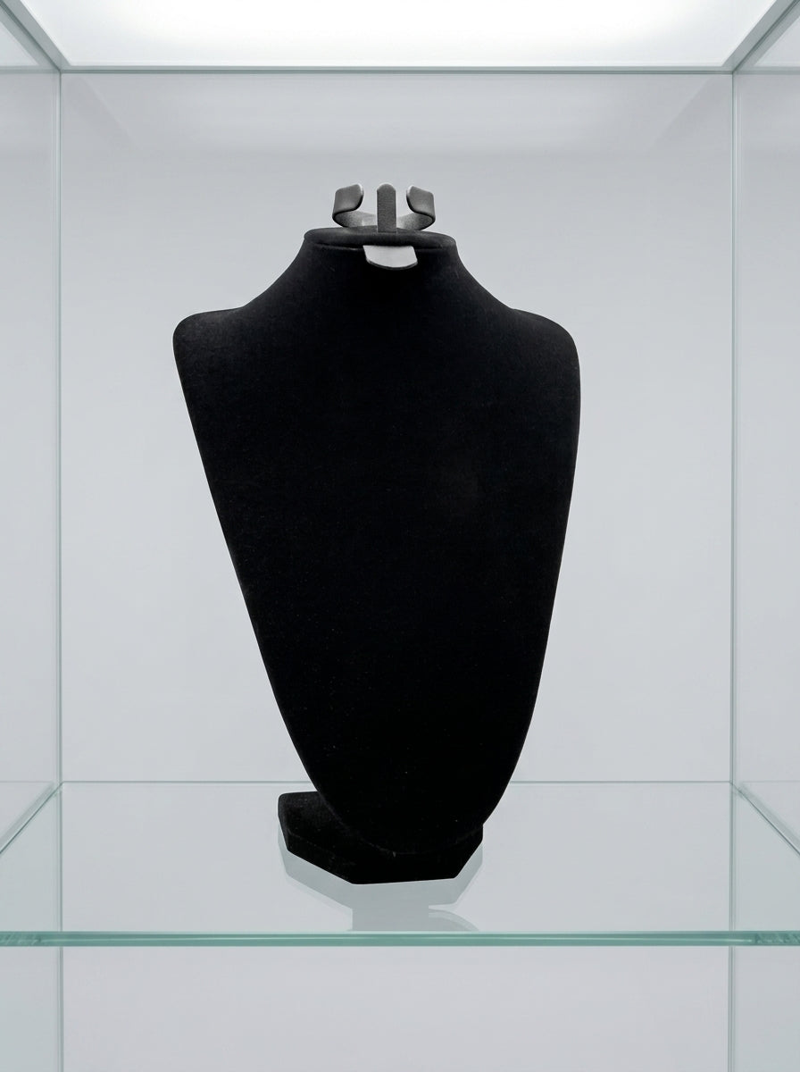 Black Velvet Necklace Bust Display Stand – Medium with Earring Holder