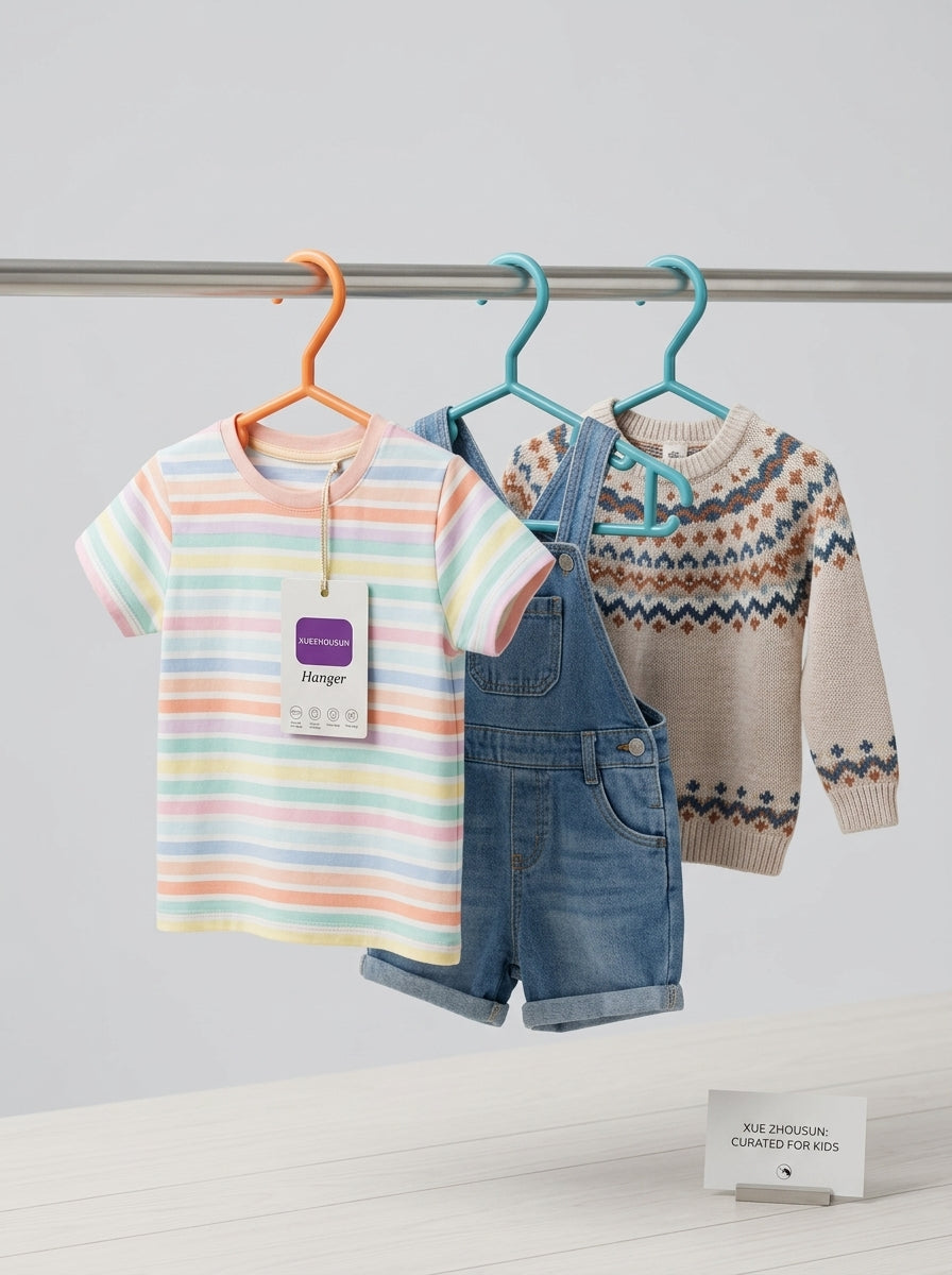 Kids Plastic Hangers – 5pcs (Orange & Teal)