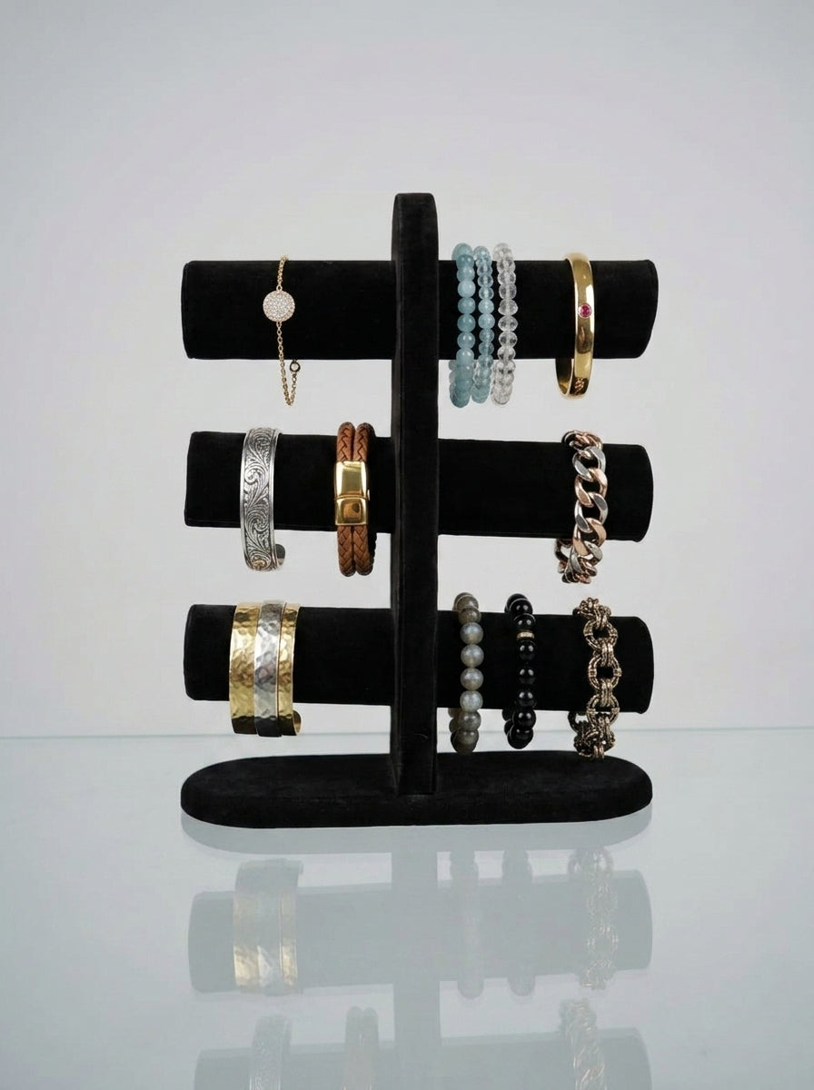 3-Tier Velvet Bracelet & Watch Stand