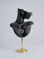 Abstract face bust mannequin on gold stand – photo 3