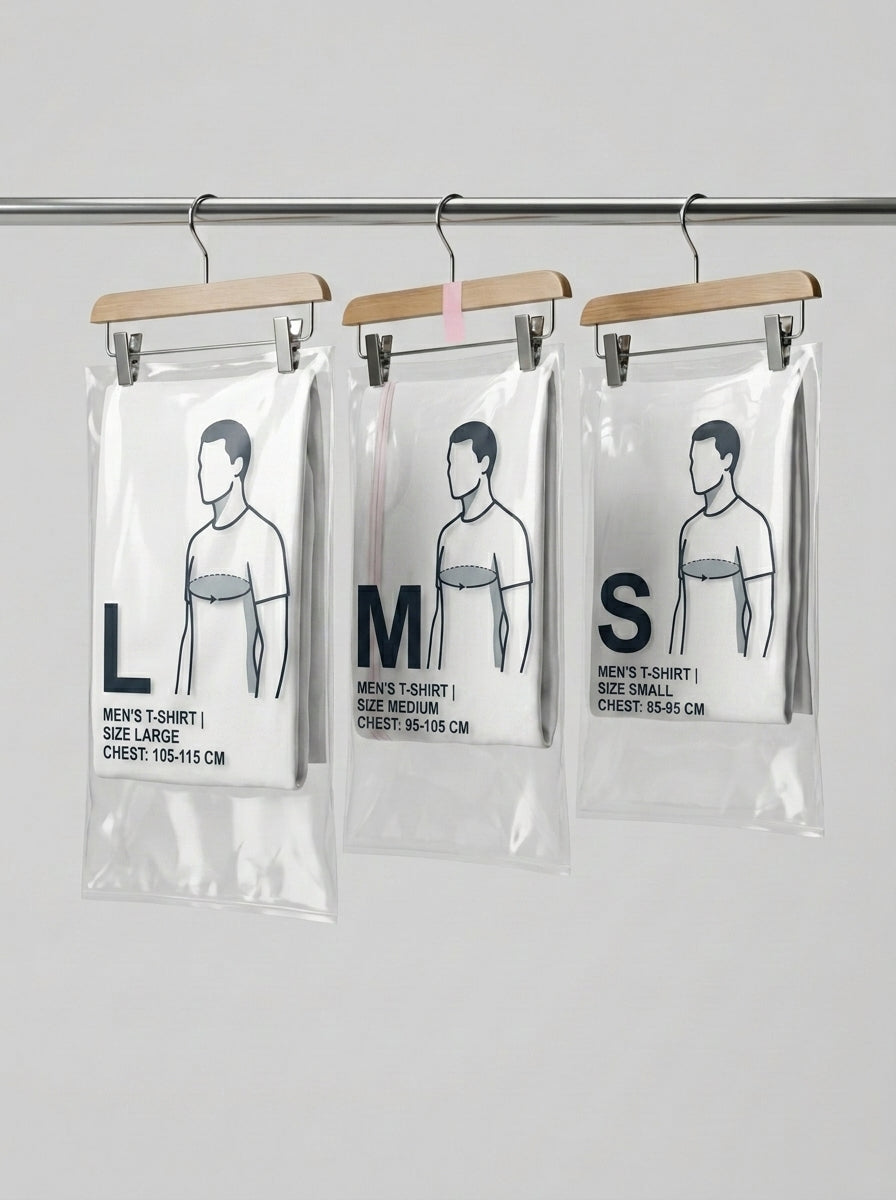 Clear Plastic Garment Packaging Bags (Hangable, 100pcs)