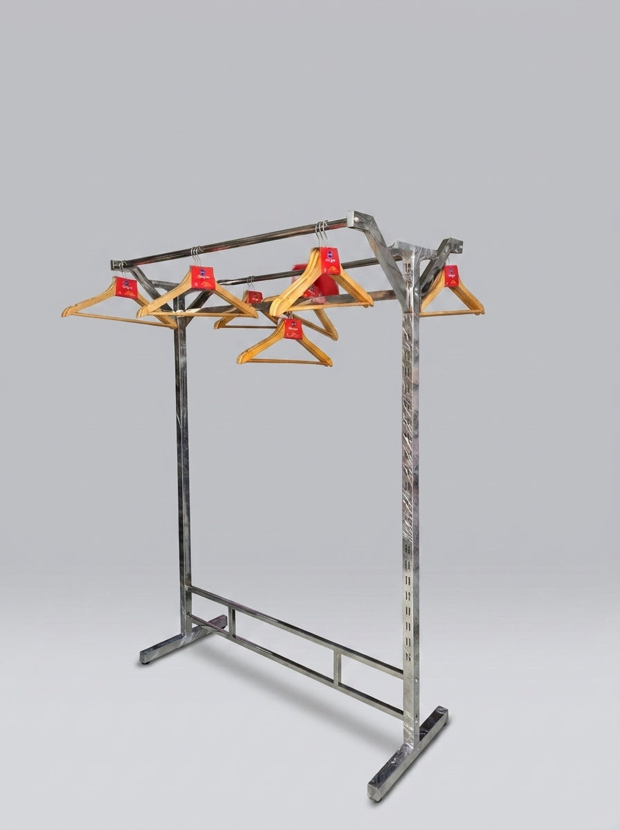 Chrome Double Rail Clothing Display Rack