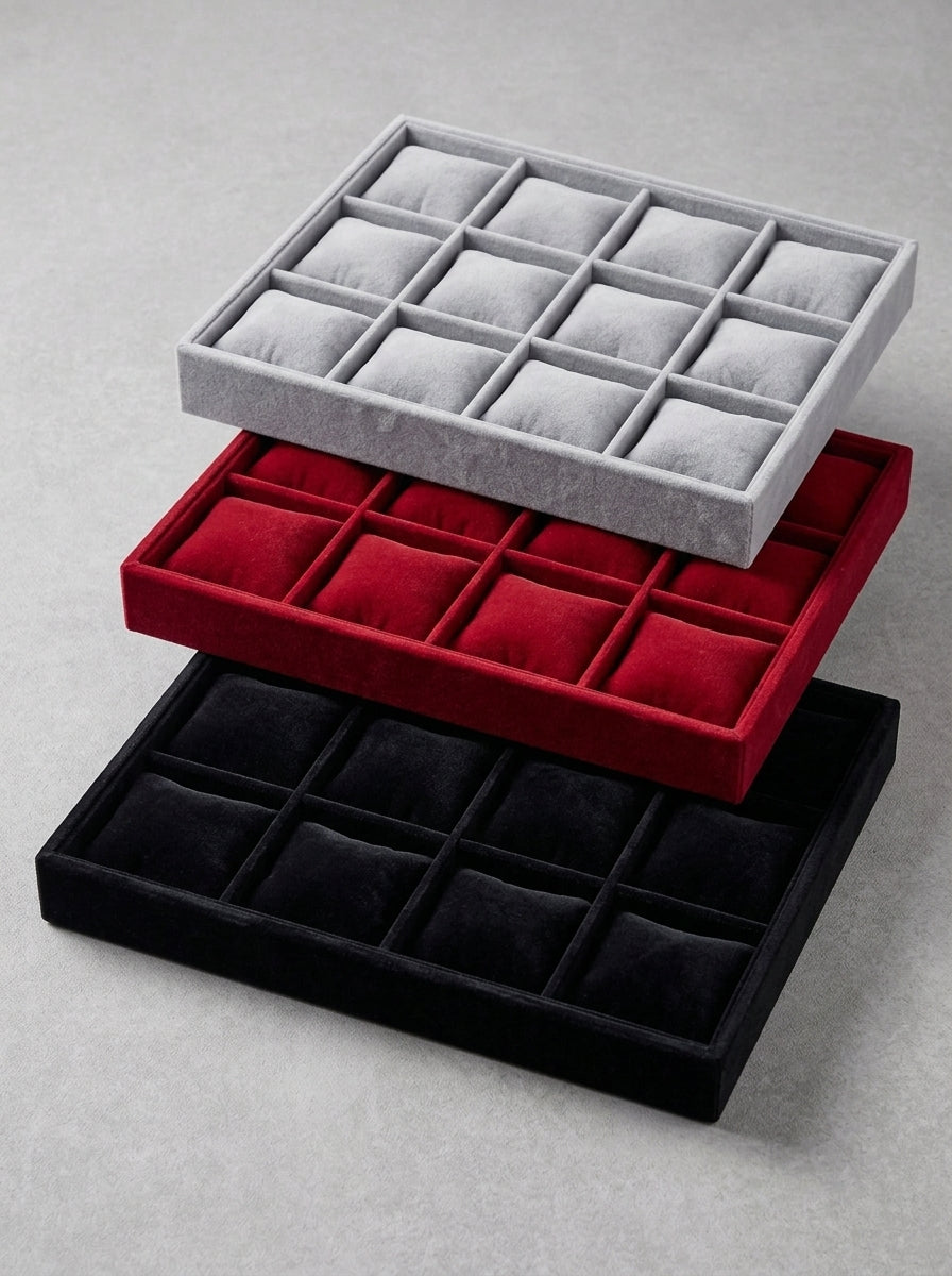 Velvet Watch Display Tray – 12-Slot