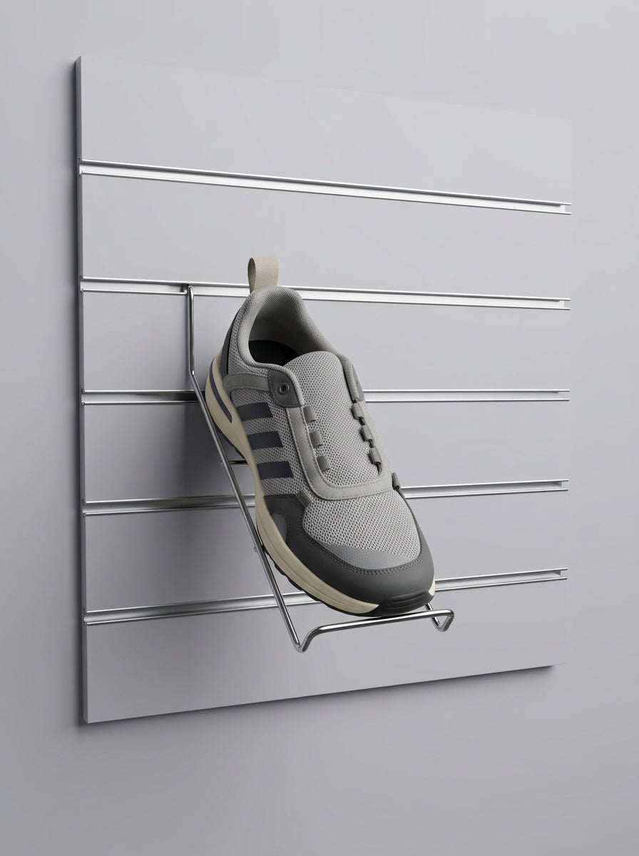 Chrome Wire Shoe Display for Slatwall Display Board Panels (12pcs)