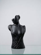 Draped torso bust mannequin matte black jewelry and necklace display – Tanzania