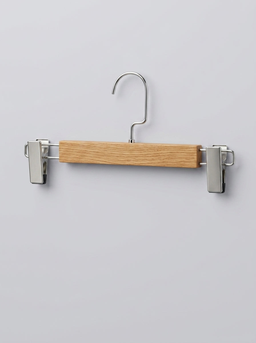 Natural Beech Wood Trouser & Skirt Clip Hangers — Pack of 12