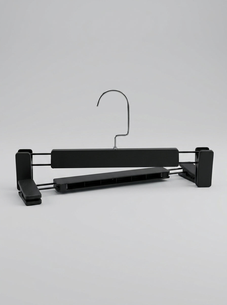 Black Plastic Clip Pants & Skirt Hangers (12pcs)