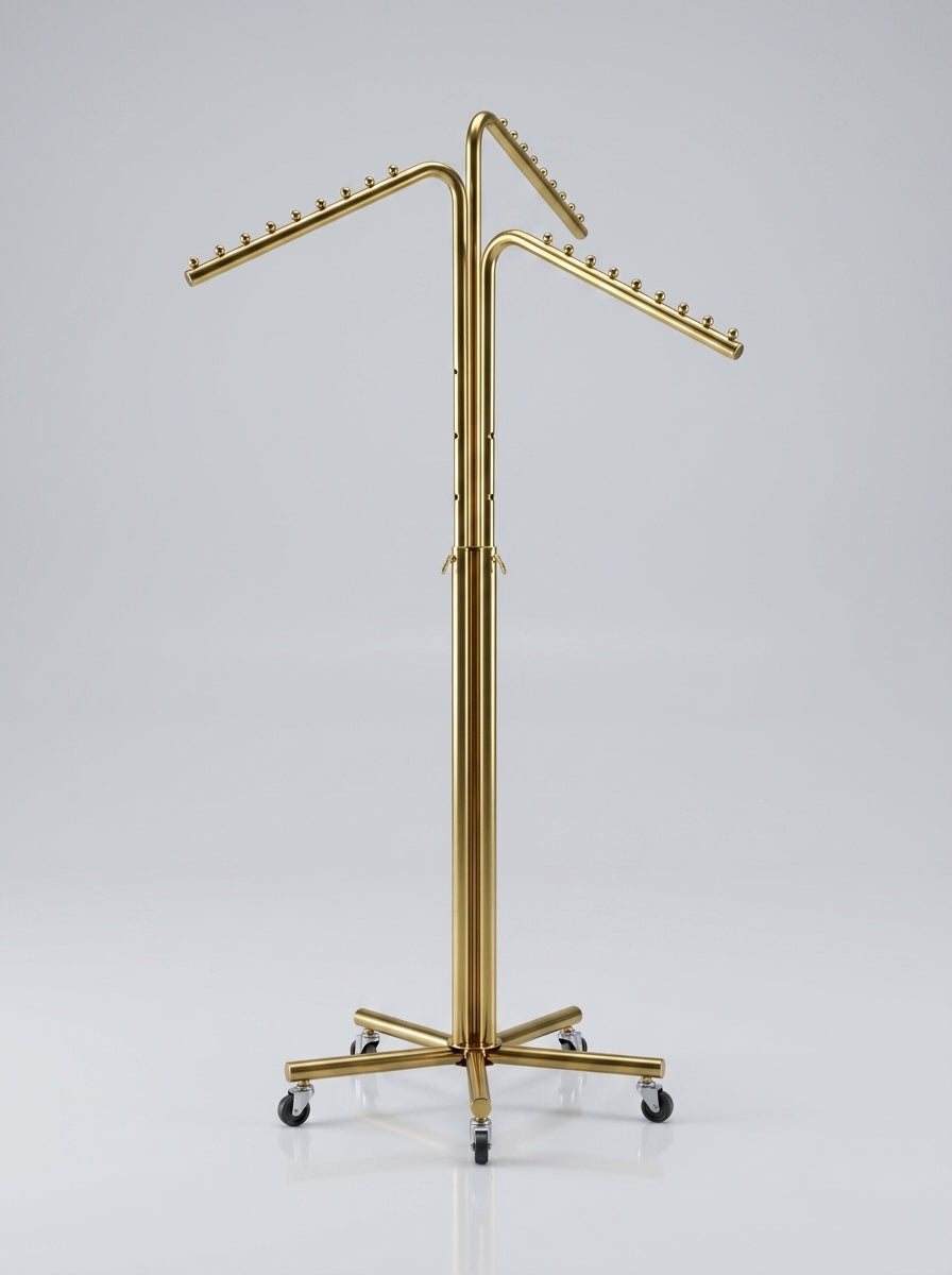 4-Arm Adjustable Pedestal Rack – Polished Brass