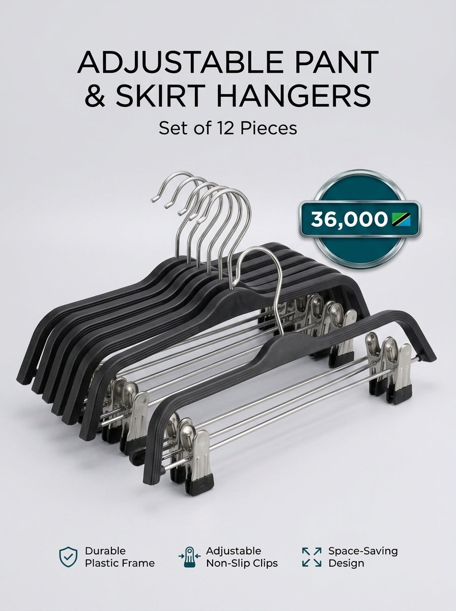 Adjustable Pant & Skirt Hangers – Set of 12