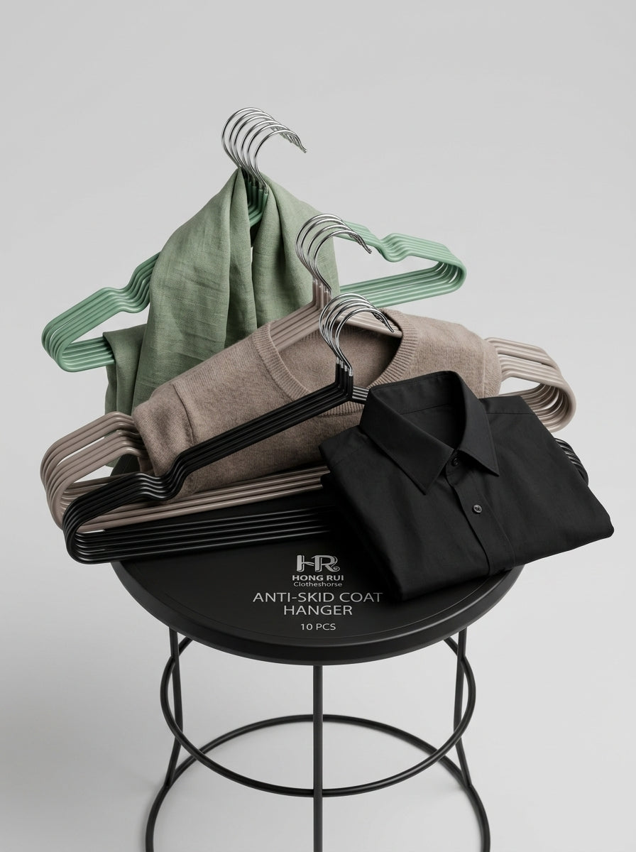 Hongrui HR Anti-Skid Coat Hangers — Pack of 10