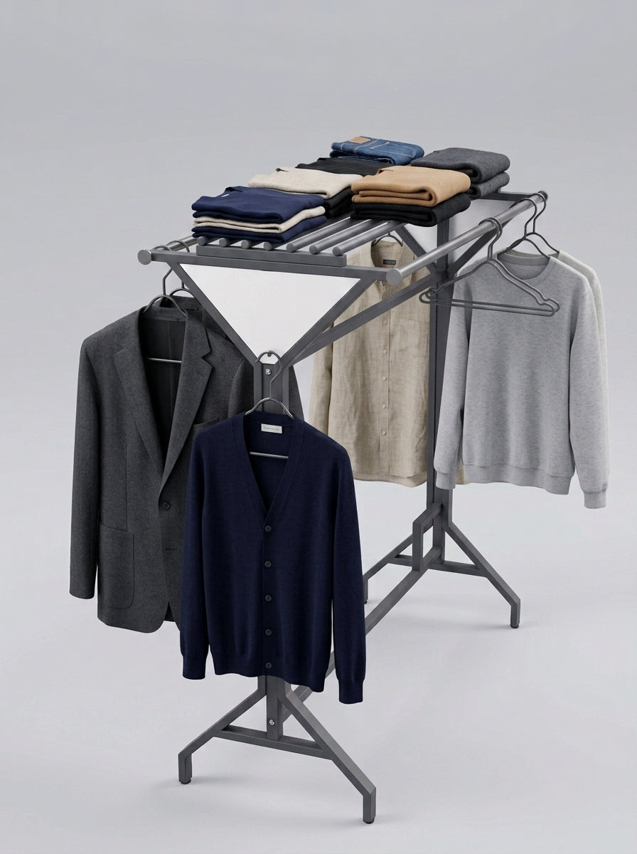 Industrial Y-Frame Multi-Rail Garment Display Rack