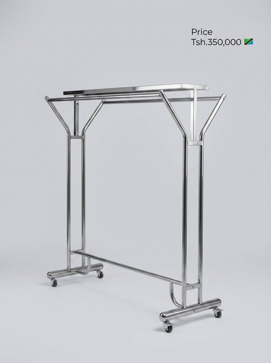 Double Rail Chrome Garment Display Rack