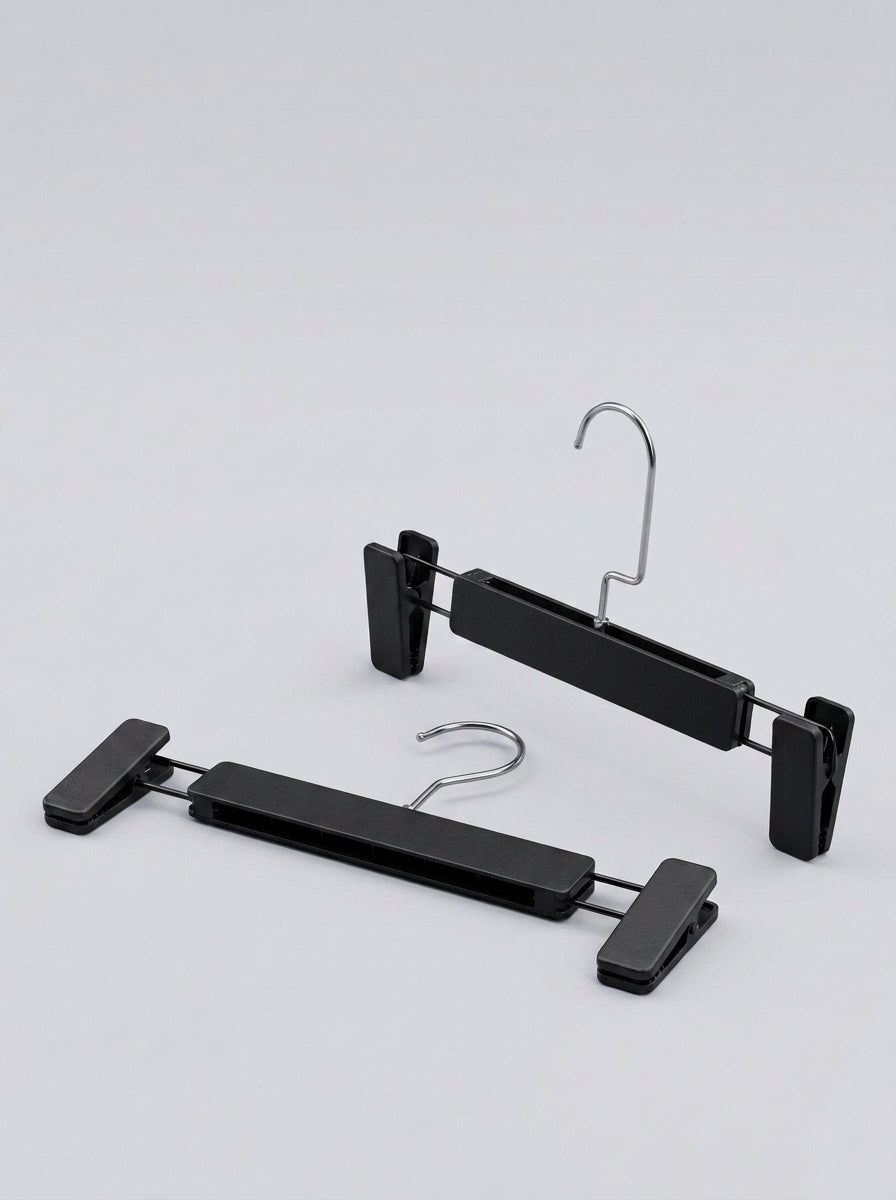 Black Plastic Clip Pants & Skirt Hangers (12pcs)
