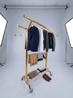 Gold heavy-tube double-rail garment rack – photo 3