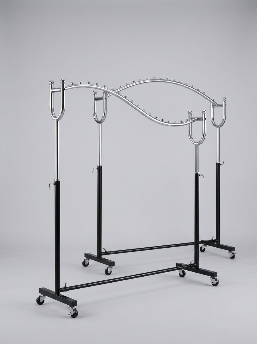 Wave Garment Display Rack – Chrome & Black