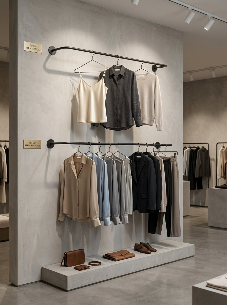 Wall-Mounted Thin Handle Clothing Rail