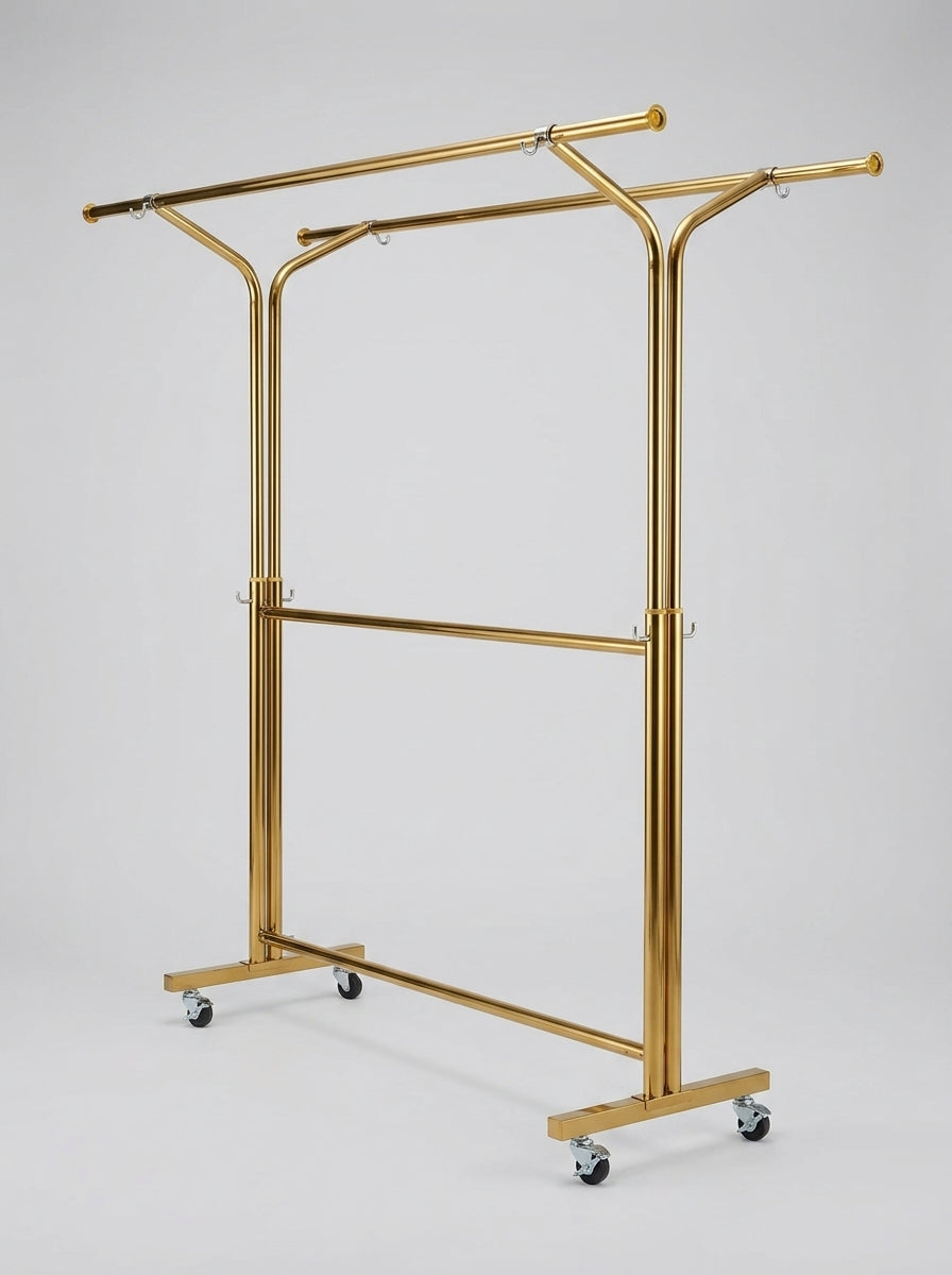 Gold Double-Rail Garment Rack