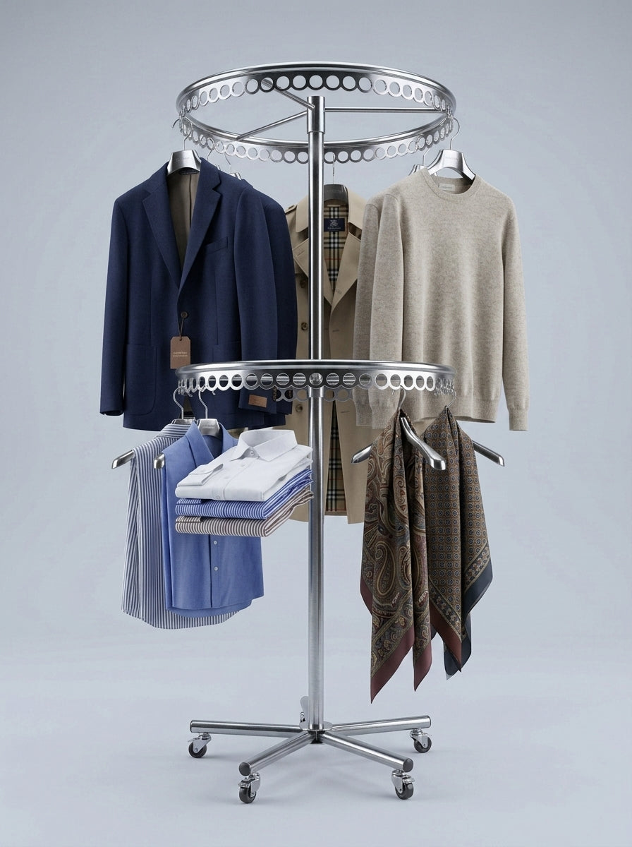 2-Tier Round Clothing Rack – Chrome