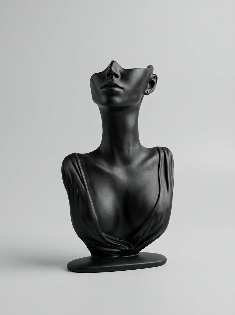 Matte Black Sculptural Bust