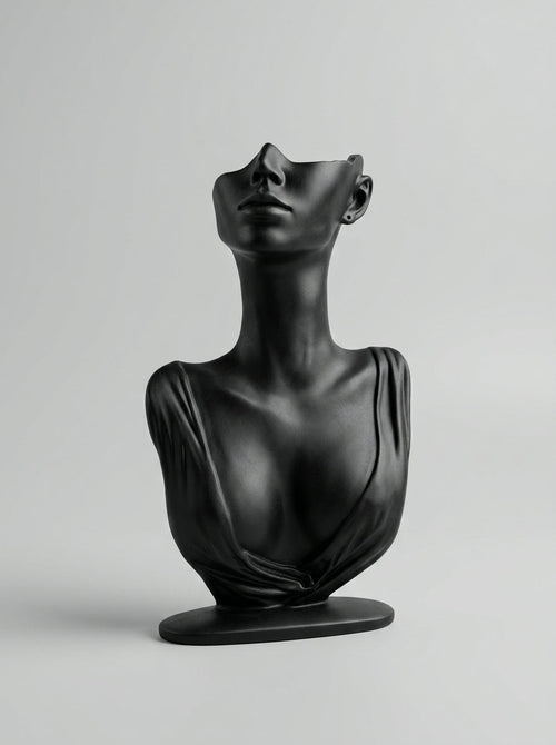Matte Black Sculptural Bust