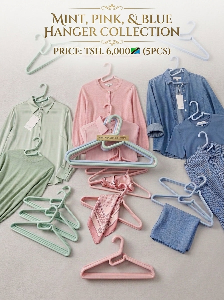 Pastel Hangers – Mint, Pink & Blue Collection (5pcs)