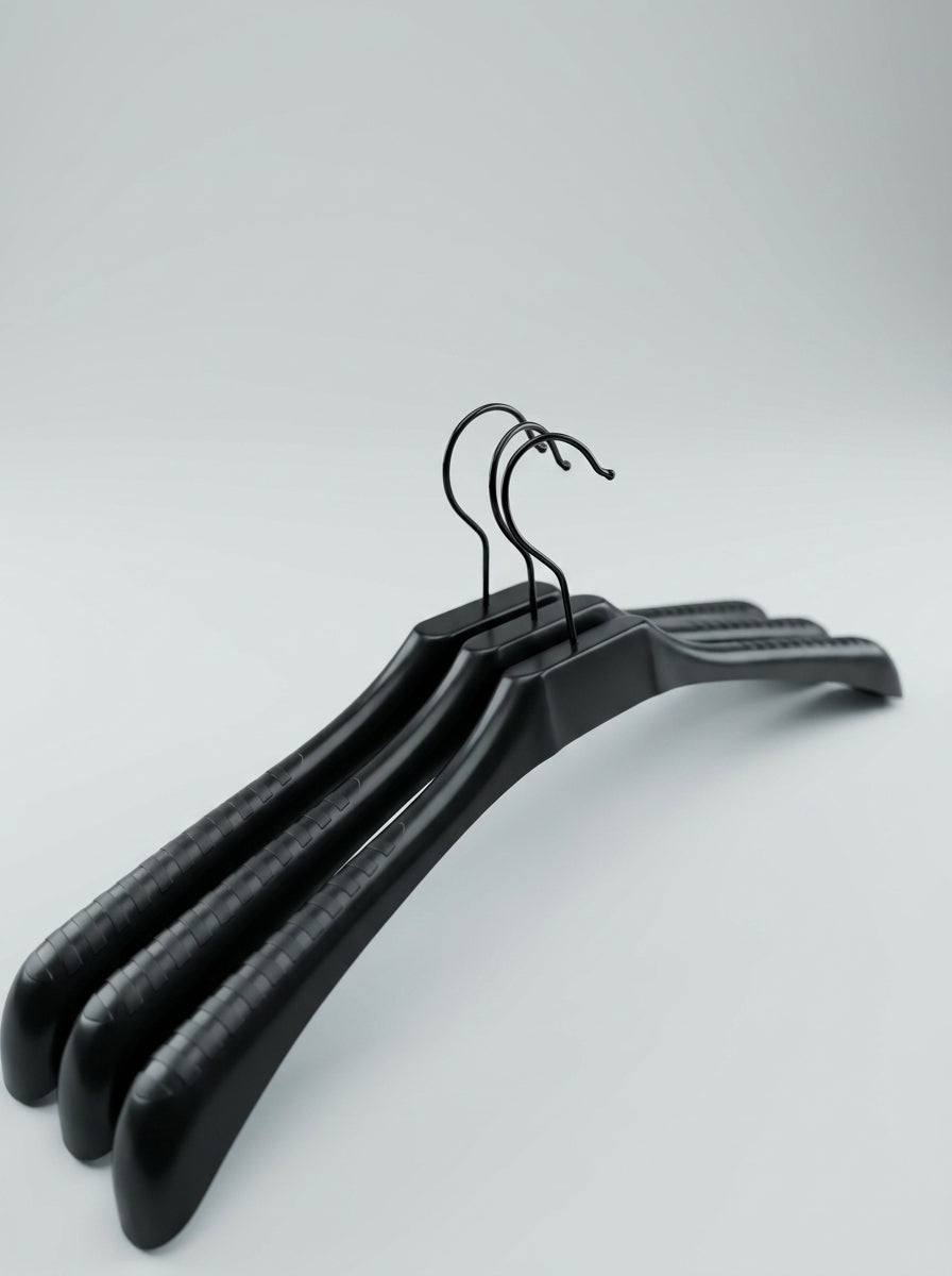 Heavy-Duty Black Coat Hangers - Set of 12