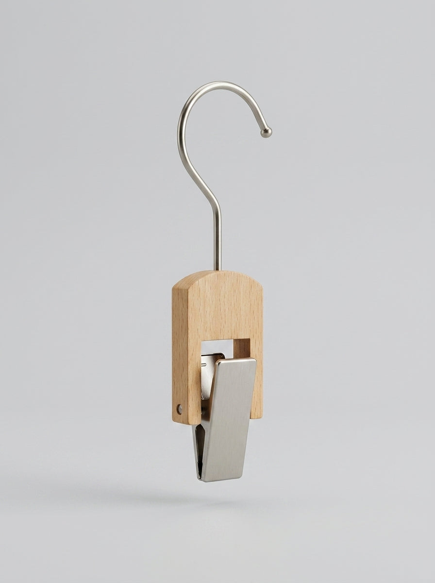 Mini Wooden Clip Hanger with S-Hook (12pcs)