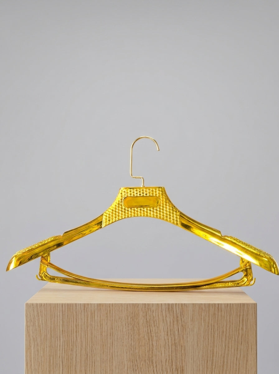 Luxury Gold Suit Hangers with Trouser Bar — Pack of 12