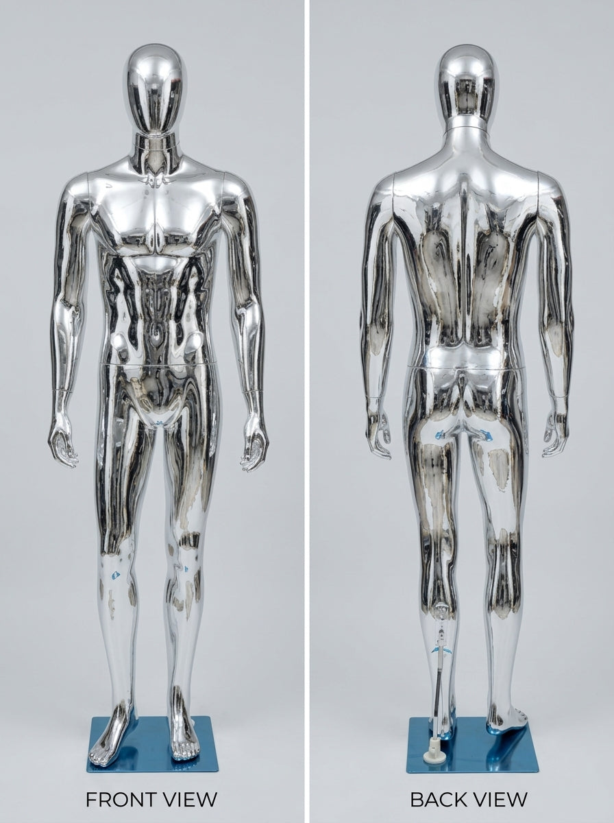 Chrome Male Display Mannequins (Front & Back Set)
