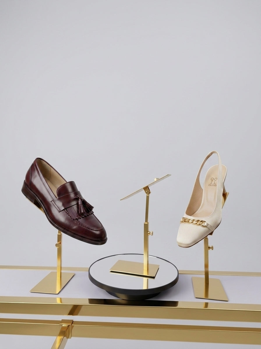Gold Adjustable Shoe Display Stand