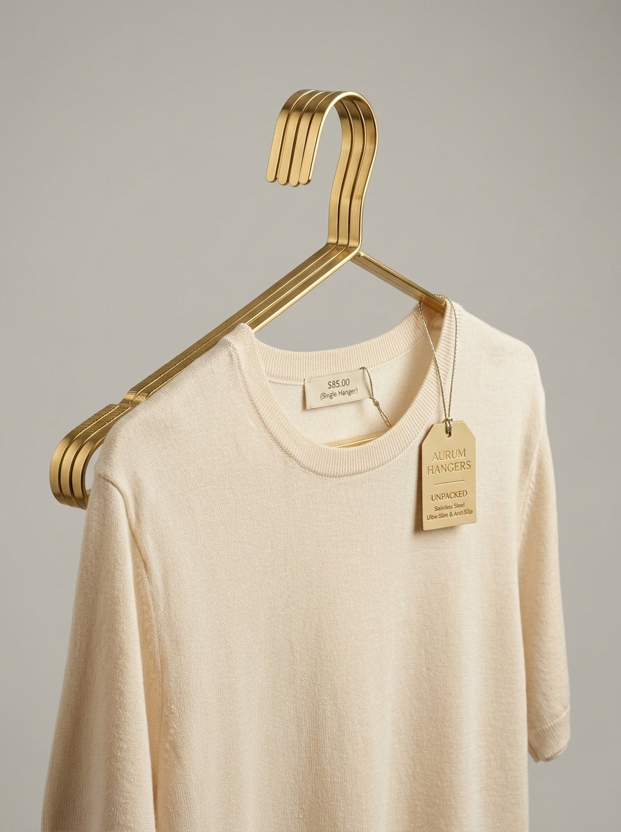 Gold Stainless Steel Garment Hangers — Pack of 10