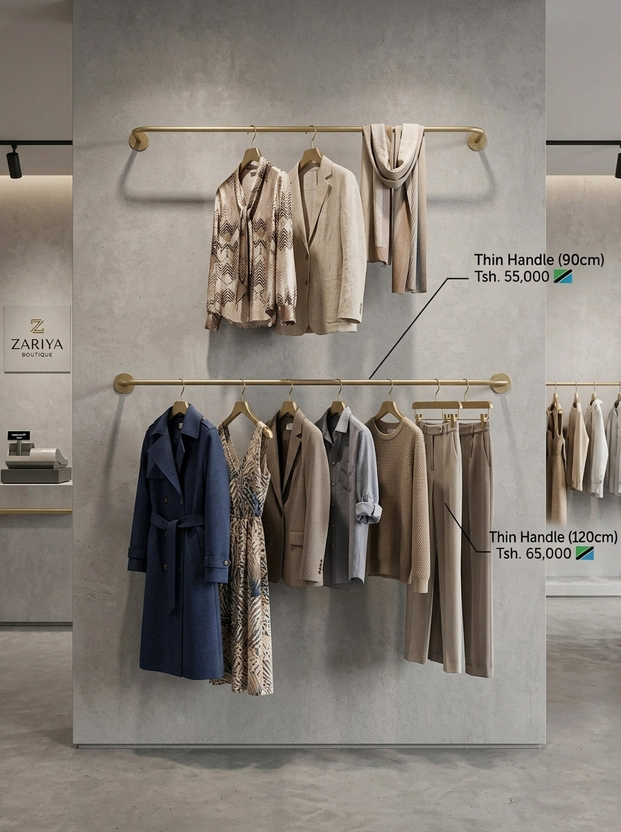 Thin Handle Wall-Mounted Clothing Rail – Gold/Brass
