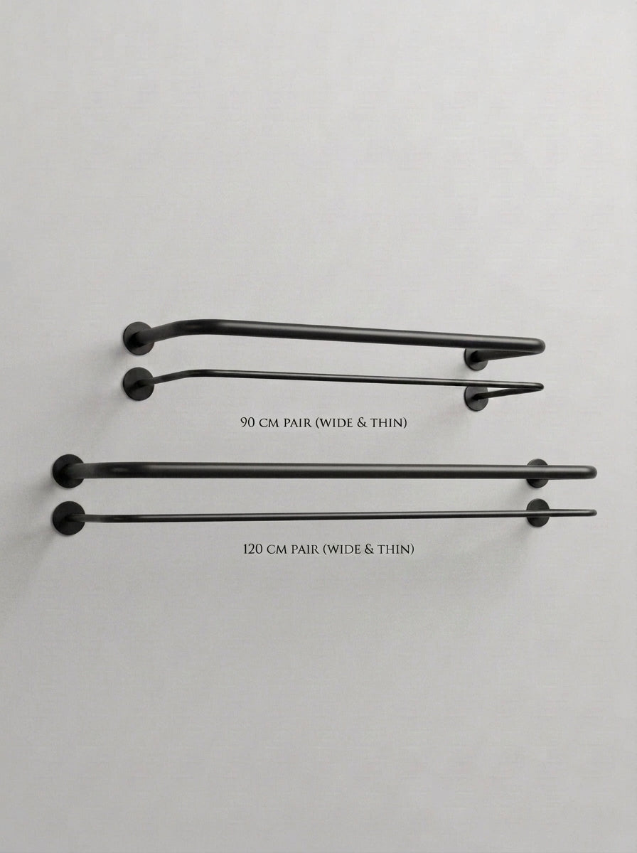 Wide Handle Wall-Mounted Clothing Rail – Matte Black