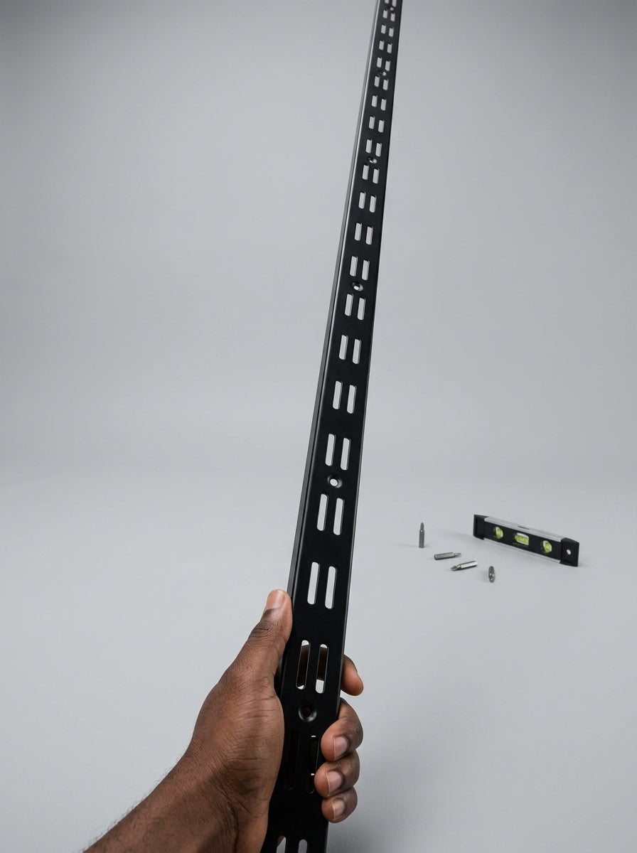 Professional Heavy-Duty Slotted Vertical Rails and System Accessories