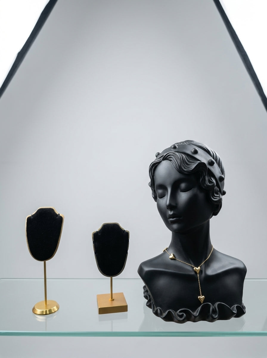 Jewelry Display Combo Set – Black Bust & Necklace Stands