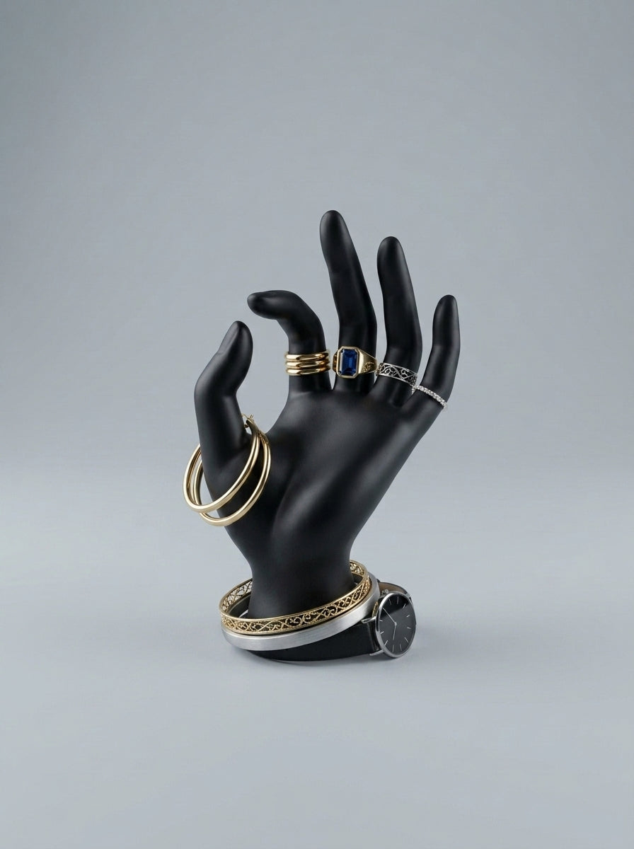 Matte Black Sculptural Hand Mannequin – Ring & Bracelet Display Stand
