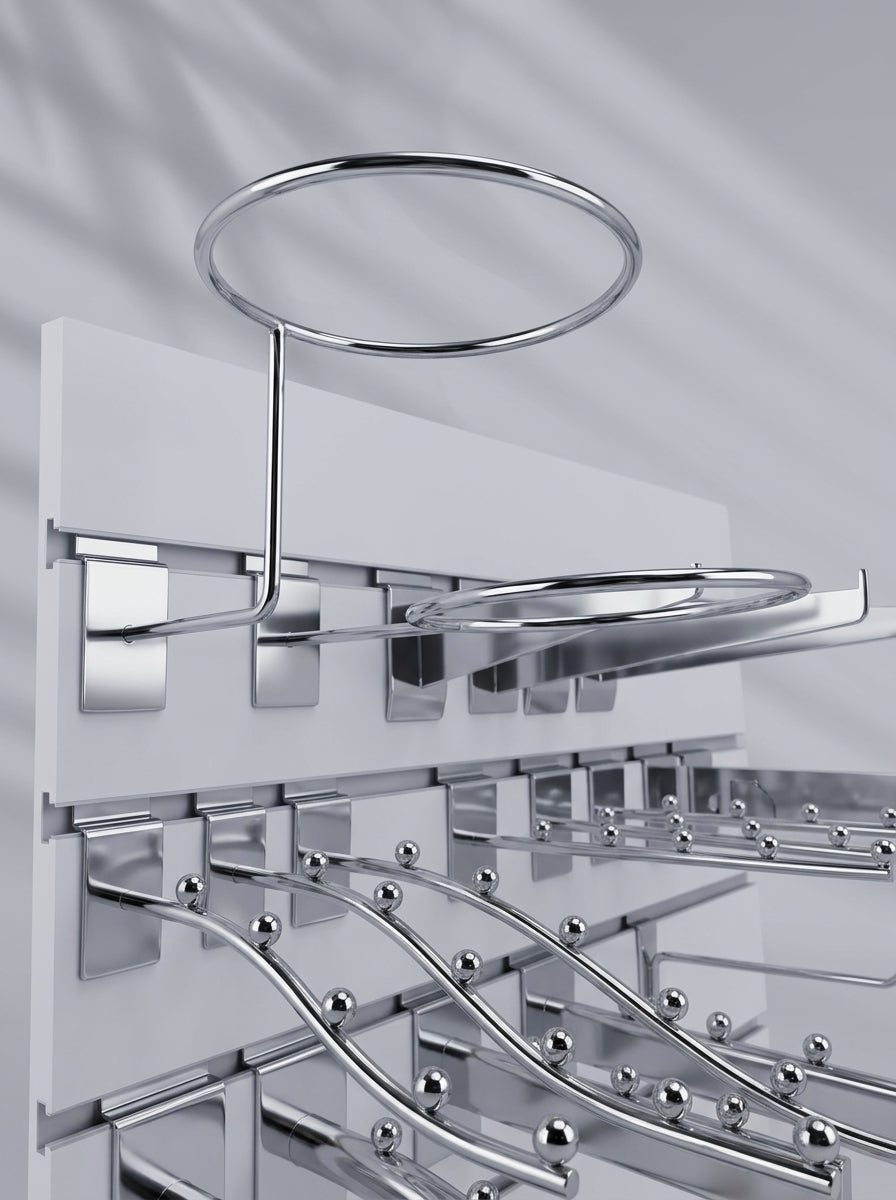 Chrome ring handles retail display hardware – photo 6