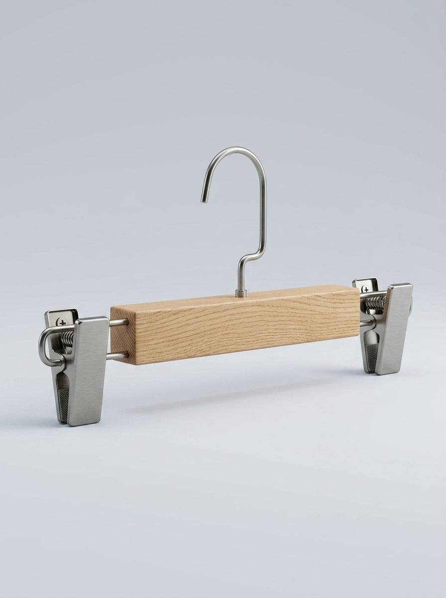 Natural Beech Wood Trouser & Skirt Clip Hangers — Pack of 12