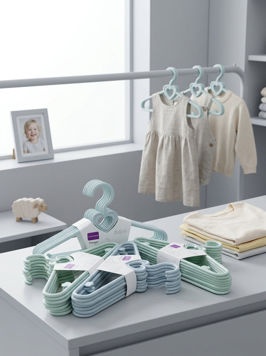 Kids' Plastic Hangers – Heart Hook (8pcs)