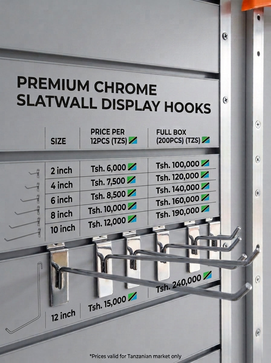 Premium Chrome Slatwall Display Hooks