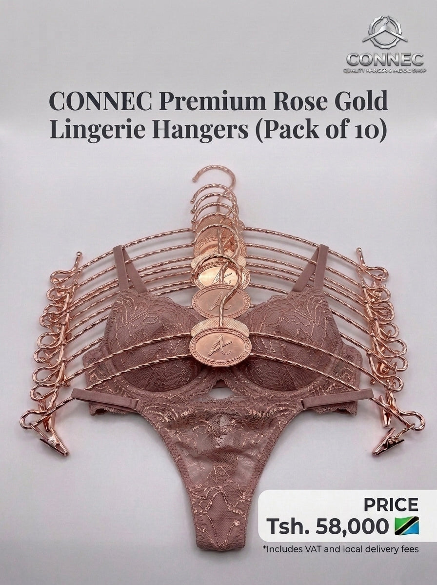 CONNEC Premium Rose Gold Lingerie Hangers (Pack of 10)