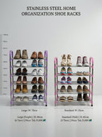 Pink & Stainless Steel 5-Tier Shoe Rack