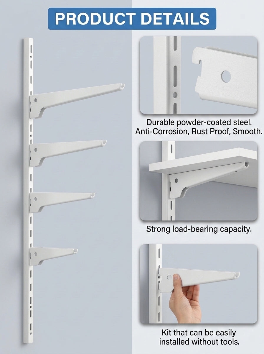 White Metal Shelf Brackets (Pack of 12)