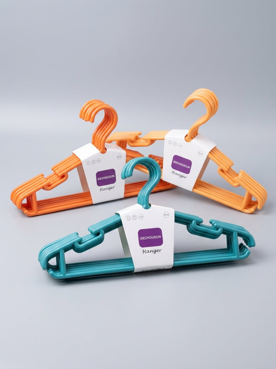 Kids Plastic Hangers – 5pcs (Orange & Teal)