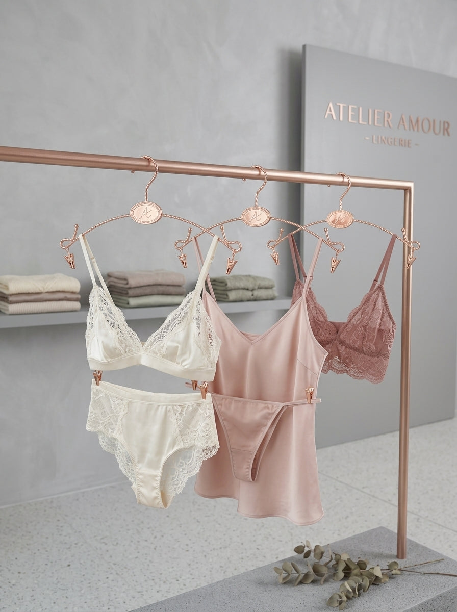 CONNEC Premium Rose Gold Lingerie Hangers (Pack of 10)