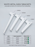 White Metal Shelf Brackets (Pack of 12)