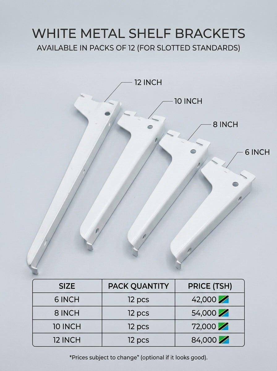 White Metal Shelf Brackets (Pack of 12)