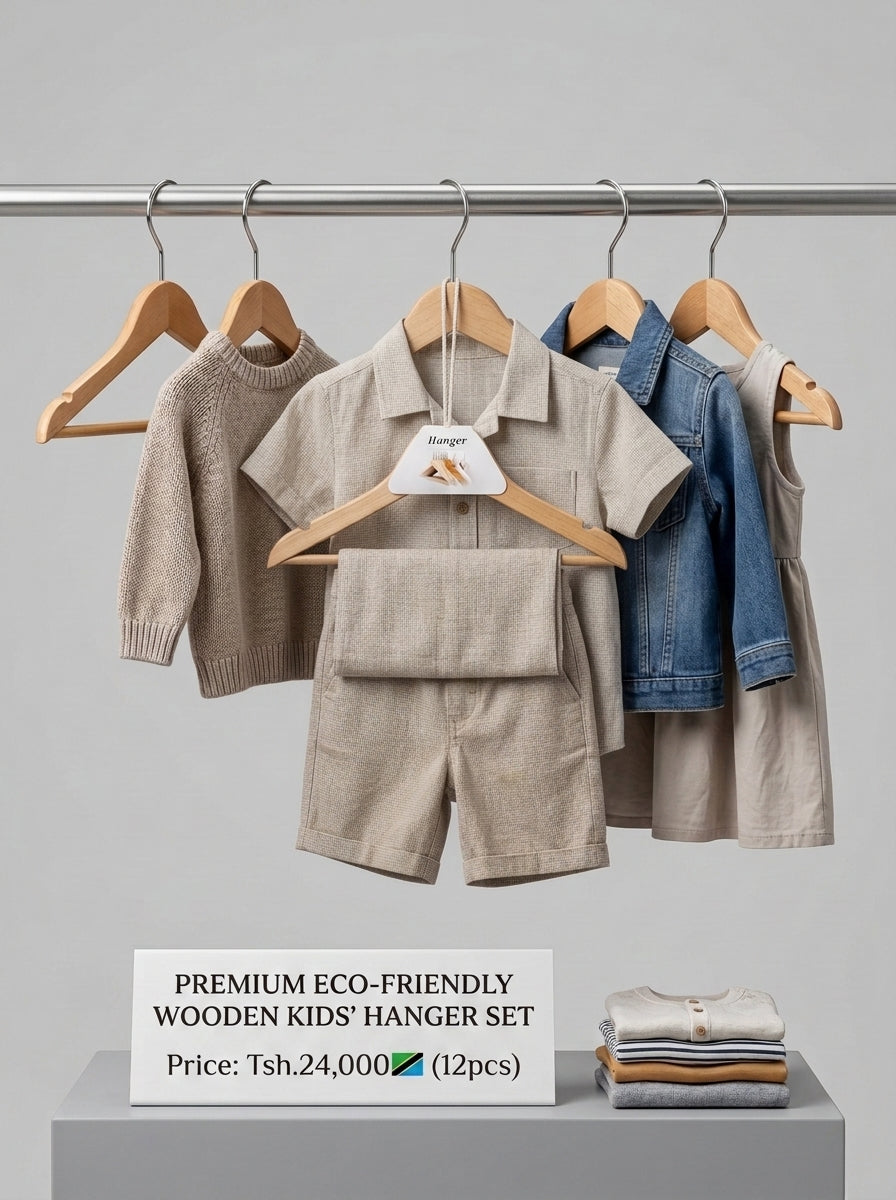 Premium Eco-Friendly Wooden Kids' Hanger Set (12pcs)