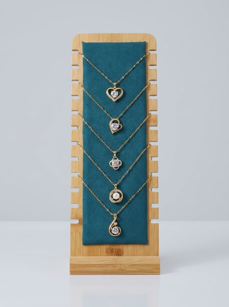 Aura Jewelry Display – Multi-Necklace Bamboo Stand